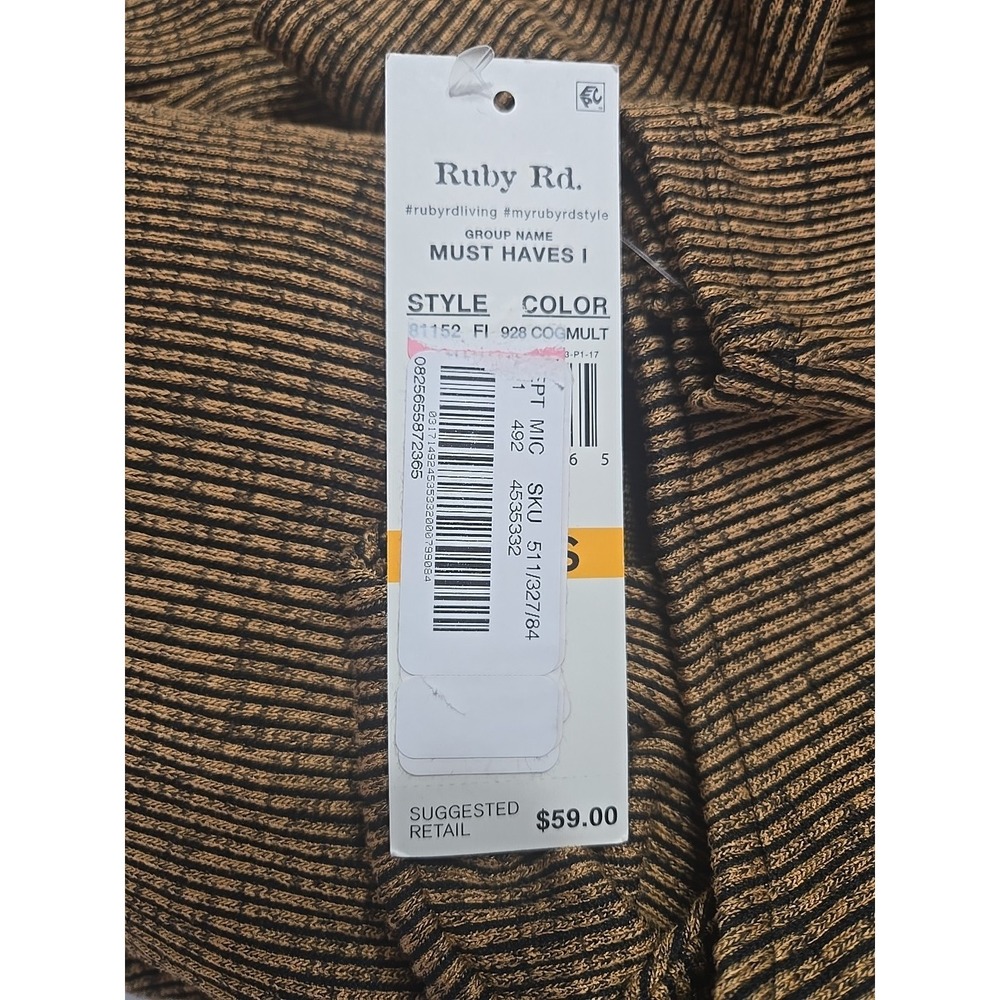 Ruby Rd. Gold Ribbed Long Sleeve Tunic Top Size Small New - Picture 6 of 6